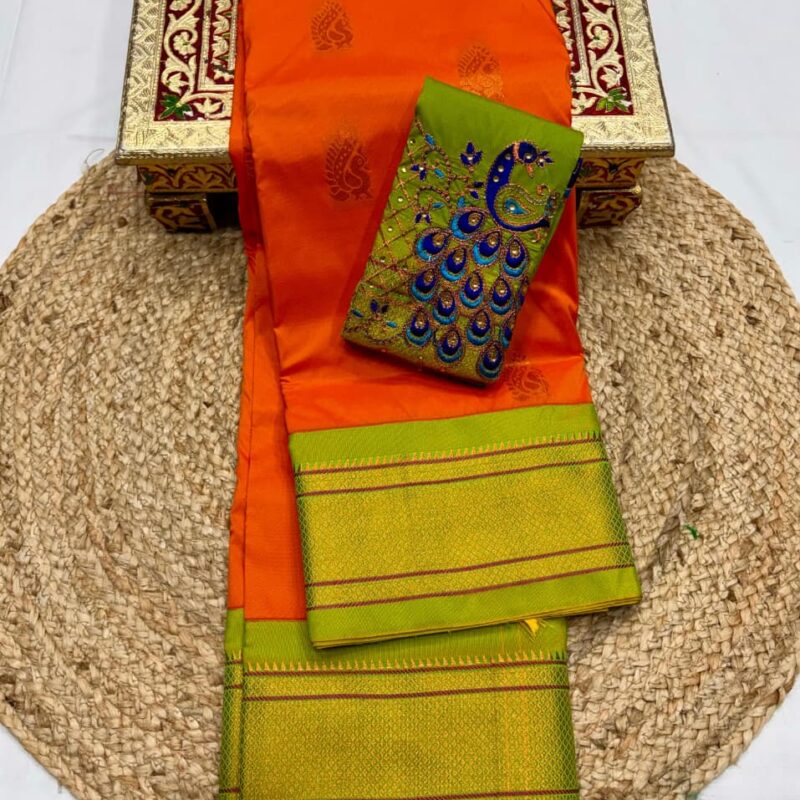 Saffron Kadiyal Paithani