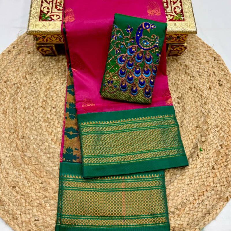 Pink kadiyal Paithani Online