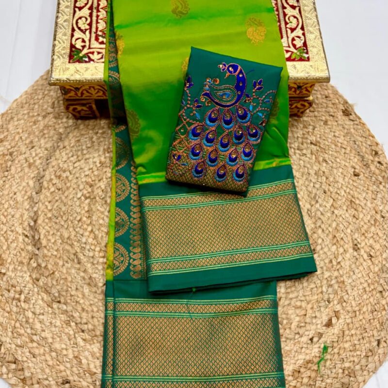 Green Color Kadiyal Paithani Saree